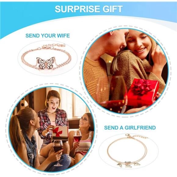 30/40PCS Ankle Bracelets for Women Set, Gold Silver Rose Gold Three Style - Picture 6 of 8